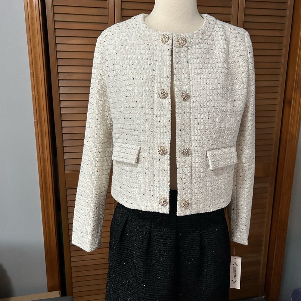 Chic White Sparkly Blazer